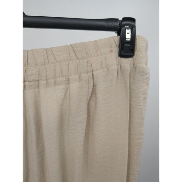 Chico's Pants 2.5 14 Crop Wide Leg Crinkled High Rise Elastic Waist Casual Beige - Picture 5 of 9